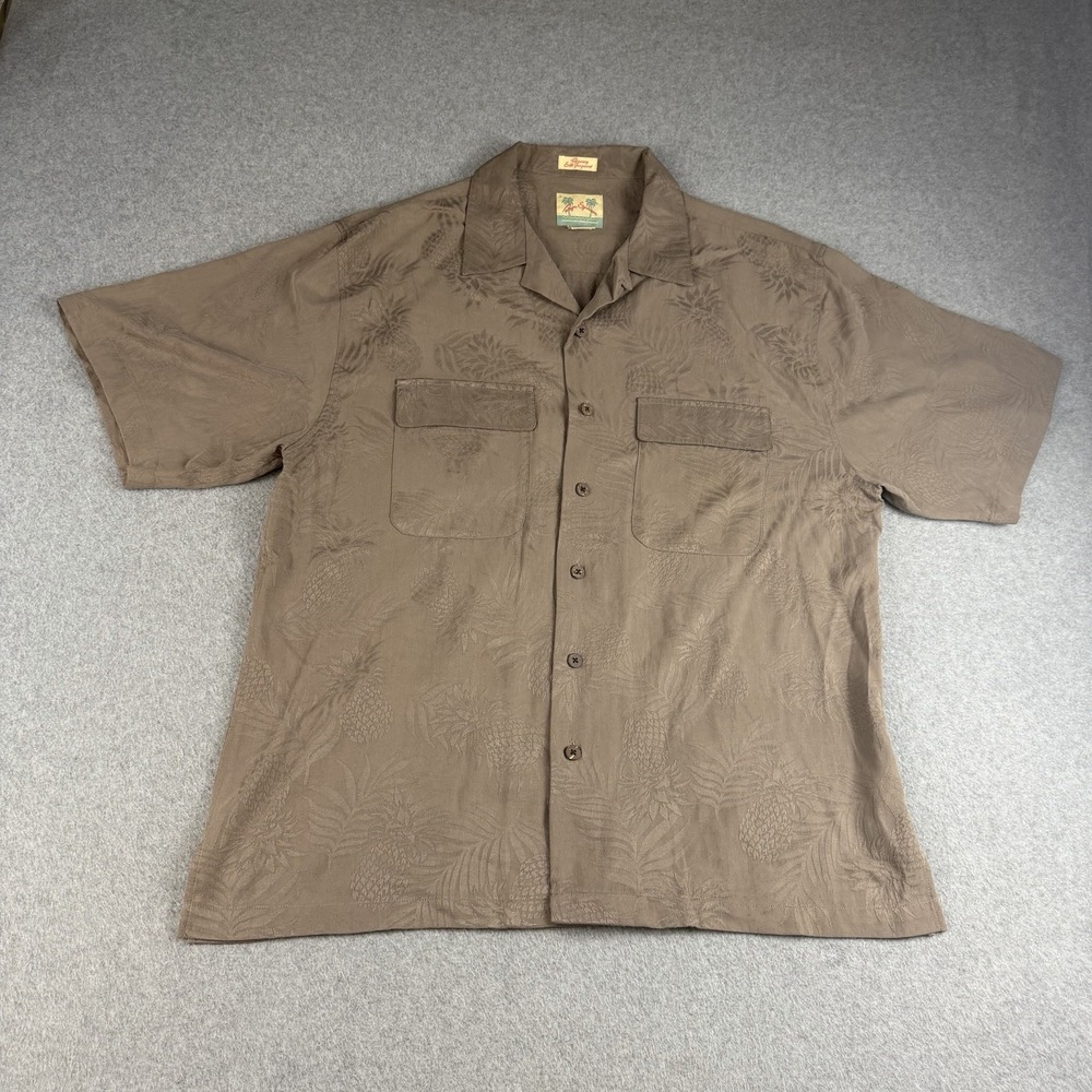 Vintage Reyn Spooner Regency Silk Jacquard Pineapple Aloha Shirt Mens M